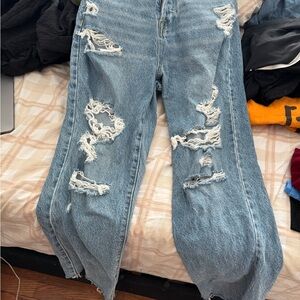 PacSun Blue Boyfriend Jeans Distressed Relaxed Fit